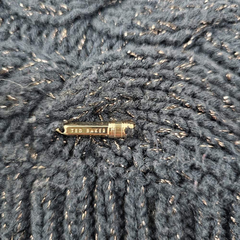 Ted Baker Dark Teal Cable Knit Crewneck Sweater - Picture 8 of 13